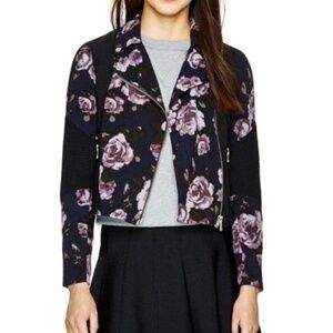 Aritzia Wilfred Floral Spring Moto Jacket Blazer EUC